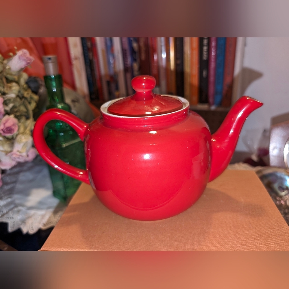 Vintage Cherry Red Teapot